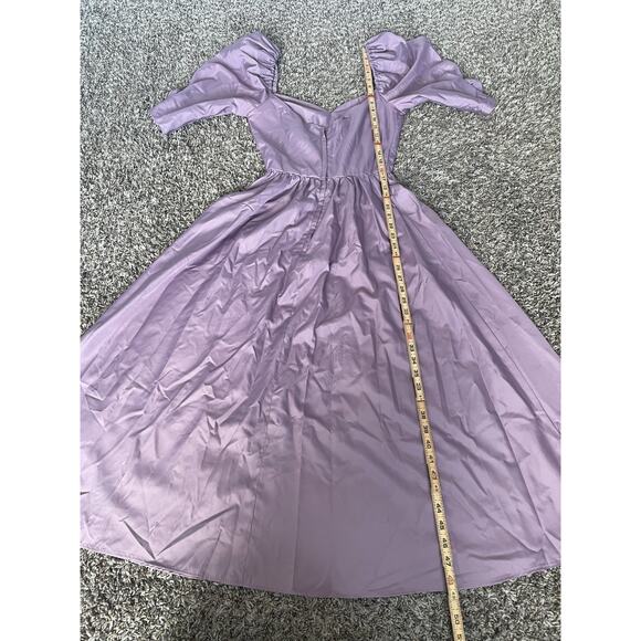 Vintage Maxi Dress Size 6 Purple Puff Sleeve A Line Princess Formal Prom 80s - Picture 14 of 16